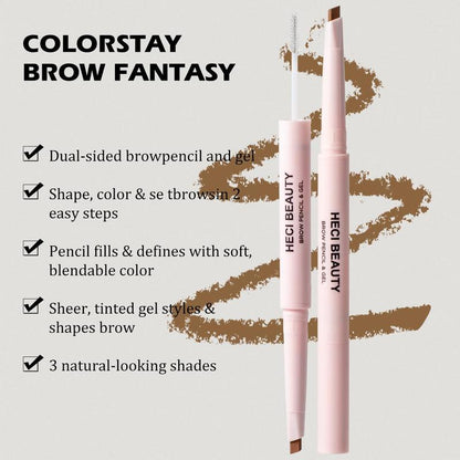 2 in 1 Natural Looking Clear Eyebrow Gel & Eyebrow Pencil, Double Ended Waterproof Long Lasting Eyebrow Makeup Tool, Smudge-proof Tinted Eyebrow Pencil for Women