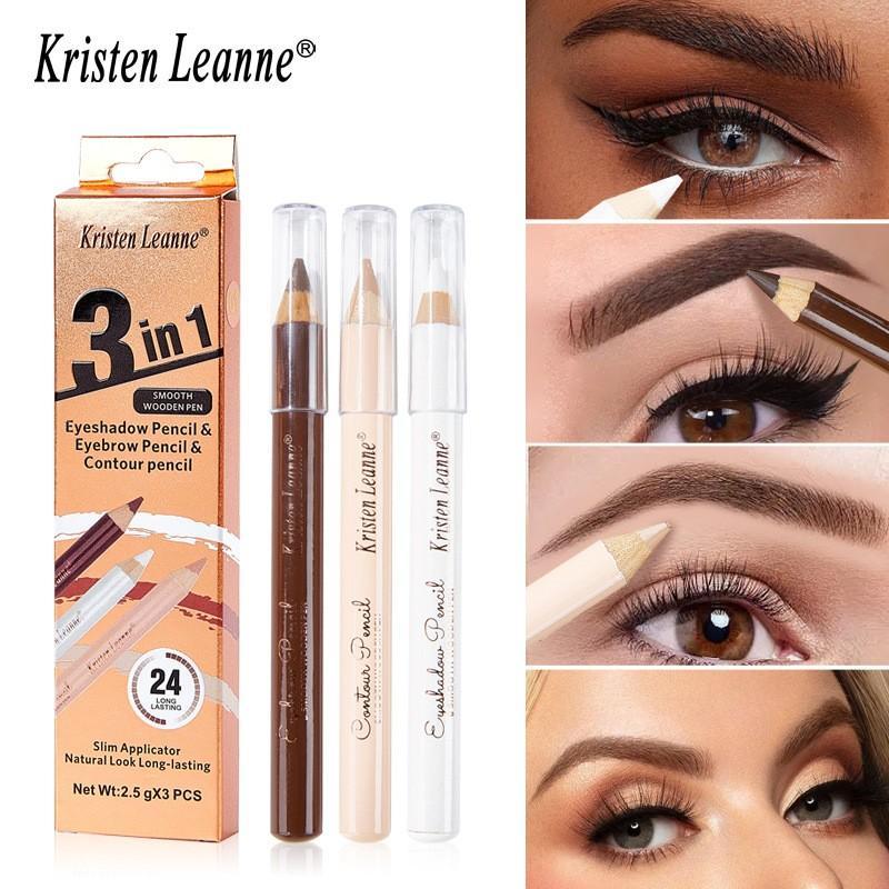 Long Lasting Eye Makeup Tools, 3pcs/set Eyeshadow Pencil & Eyebrow Pencil & Contour Pencil, Eye Makeup Products