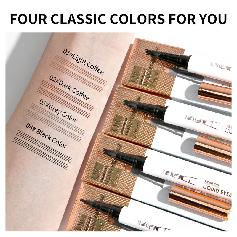 High Quality Four-Head Carving Eyebrow Tattoo Liquid Eyebrow Pencil Makeup Not Smudge Non-Decolorizing Makeup Waterproof Sweat-Proof Quick-Drying Long Lasting and Does Not Fade Eyebrow Pencil Cosmetic