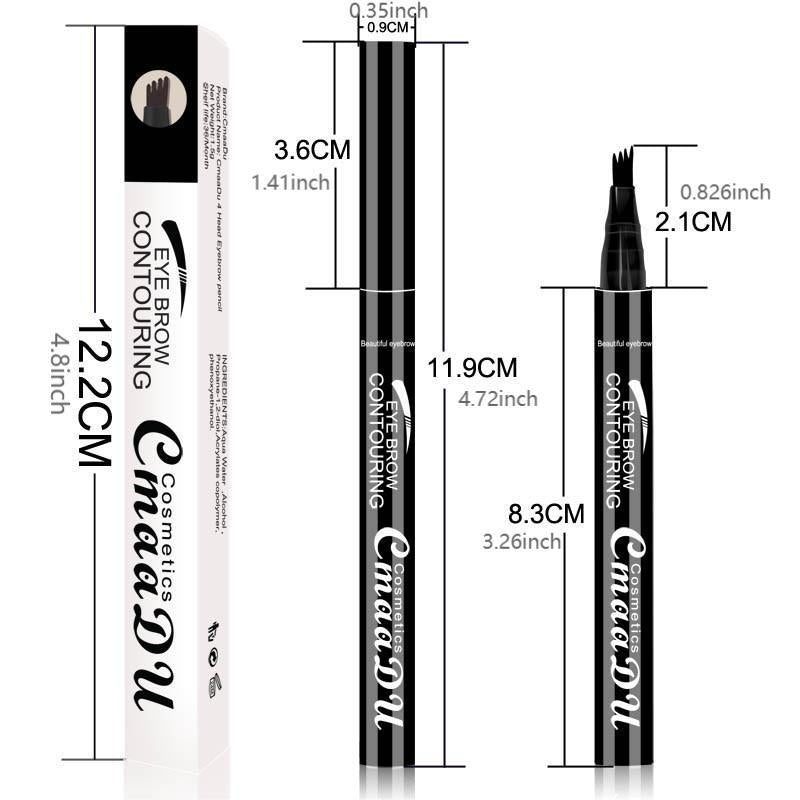 4 Split Tip Liquid Eyebrow Contouring Pencil, 1 Count Clear Texture Long Lasting Simulated Natural Vivid Eyebrow Pencil, Portable Makeup Tool