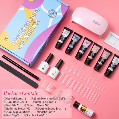 BORN PRETTY Poly Nail Gel Extension Gel Kit With Nail Lamp All In One Kit Builder Gel for New Begginer 6/12 Colors Poly Set