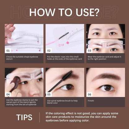 1 Set Eyebrow Tint Set, Natural Color Eye Brow Powder Stick Kit, Easy Coloring High Pigment Eyebrow Pomade with Eyebrow Stamp Stencils & Eye Brow Brushes,??Multi-use Eyebrow Dye Powder