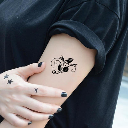 Flower Theme Temporary Tattoo Sticker, 1 Count Waterproof Fake Tattoo Sticker, Body Art Sticker For Women & Girls