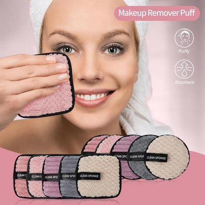 Makeup Remover Puff Set, 10pcs/set Double Sided Face Wash Puff, Face Cleaning Pads, Makeup Remover Cloth, Skincare Tools, Makeup Products Accessories, Cosmetic Accessories