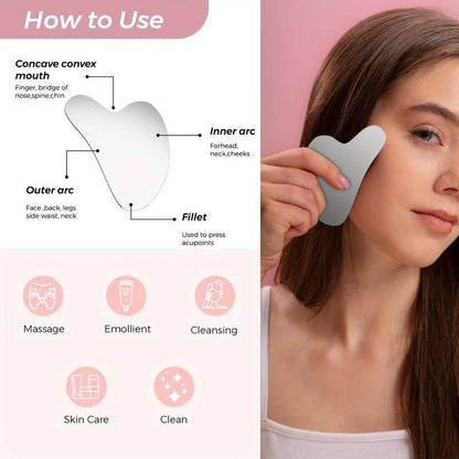 Double Ended Facial Massage Roller & Gua Sha Board, 2pcs/set Face Massage Tool, Facial Skin Care Tool for Women and Men