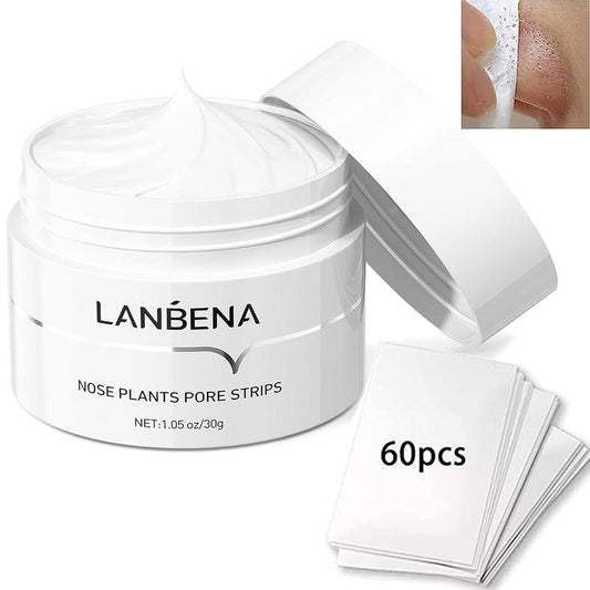 Best Seller Lanabena Blackheads Remover Nose Strip (30g/1.05 oz),Blackheads Remover Mask 60 pcs, Black Pore Removal, Deep Cleansing Strip For Nose,Blackheads Remover For Face Pore, Pore Cleansing Purifying  Mask Skincare Comfort Aloe Soothing Acne