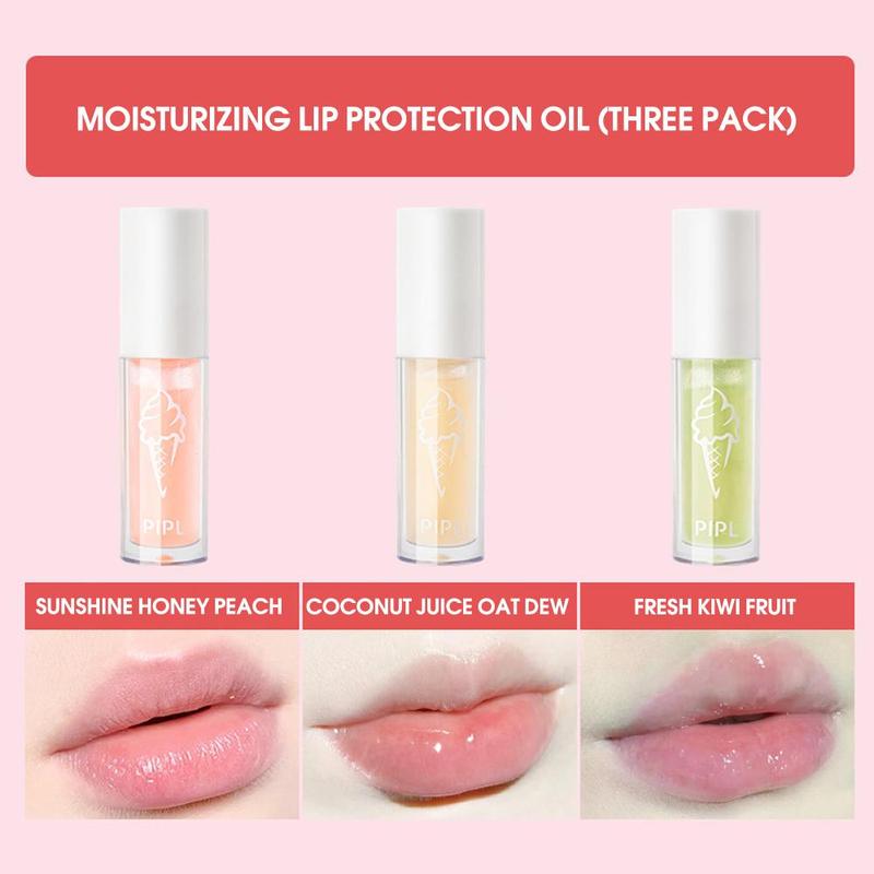 Long Lasting Lip Gloss Set, 3pcs/set?Glossy Moisturizing Lip Oil, Plumping?Liquid Lip Balm Lipstick for All Occasions Makeup, Girls and Women