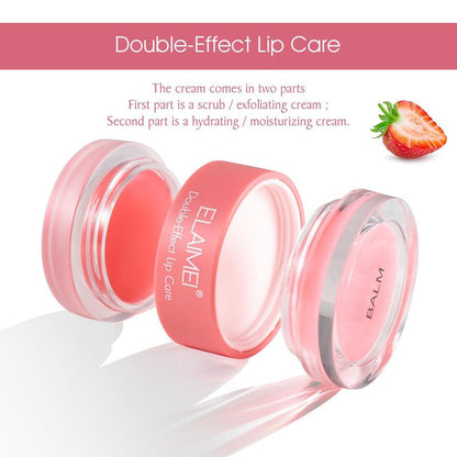 Double Effect Lip Care Kit, 2pcs/set Strawberry  & Peach Flavor Moisturizing Lip Care, Hydrate and Rejuvenate Dry Cracked Lips, Lip Care Products for Women and Girls