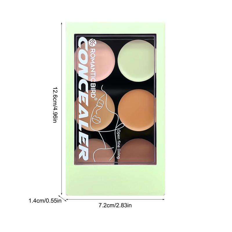 6 Color Concealer Palette, 1 Count Natural Look Concealer Palette, Long Lasting Concealer Palette, Makeup Palette for Women