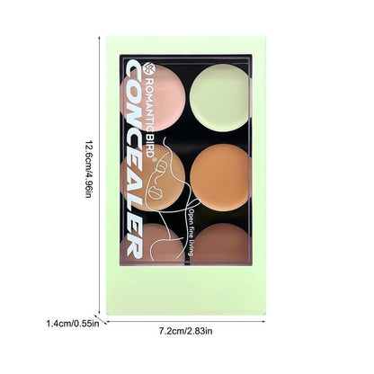 6 Color Concealer Palette, 1 Count Natural Look Concealer Palette, Long Lasting Concealer Palette, Makeup Palette for Women