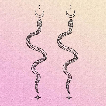 Snake & Star & Moon Pattern Tattoo Sticker, 1 Count Temporary Body Art for Festival Party