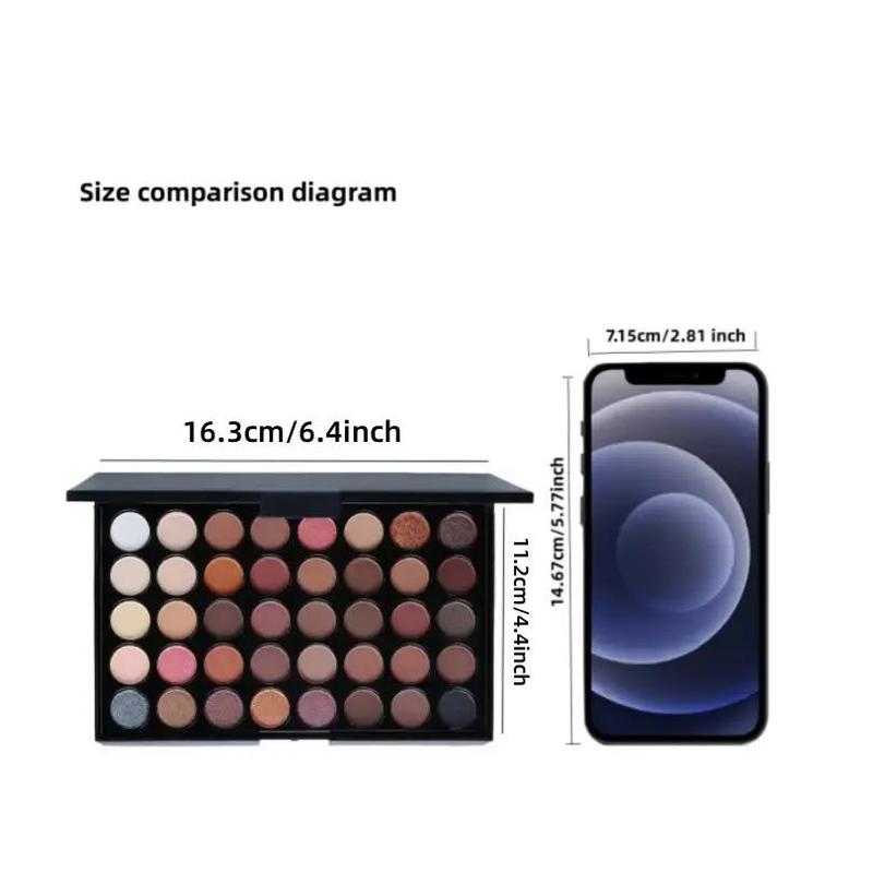 40 Colors Earth Tone Matte & Metallic Eyeshadow Palette, Shimmering Eye Makeup Powder, High Pigmented Glittering Eyeshadow for All Styles Makeup