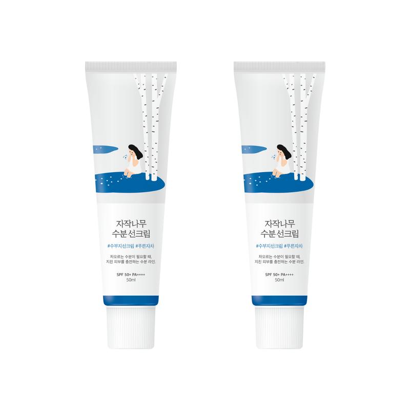 [ROUND LAB] Birch Juice Moisturizing Sun Cream Duo SPF50+ PA++++ 50ml,  Moisturizing sunscreen, No White Cast, Strong UV Protection, Moist Essence Type, Ocean Friendly-Reef Safe Koren Skin Care