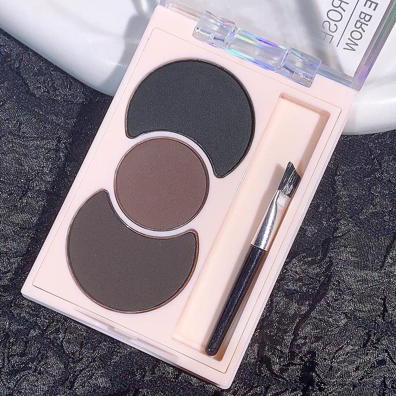 3 Color Eyebrow Powder with Brush, 1 Count Waterproof Long Lasting Eyebrow Powders, Natural Eye Brow Shading and Filling Accessories for Beginners