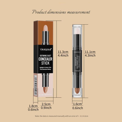 2 in 1 Comfort Double Ended Cosmetic Contour Stick, 1 Piece Compact Highlighter Contouring Bronzer Pencil, Face Brightening Make up Stick, Facial Makeup