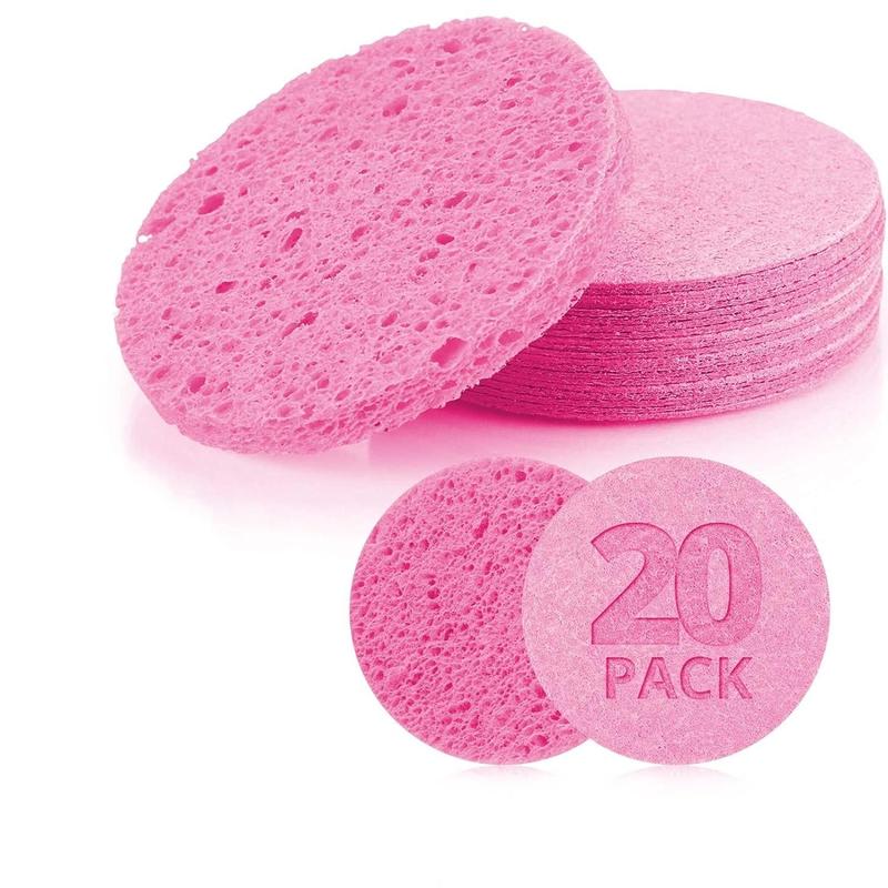 Water Absorption Compressed Facial Cleansing Sponges (20pcs), Reusable Cosmetic Cleansing Pad for Travel?Home, Soft?Personal Care Supplies