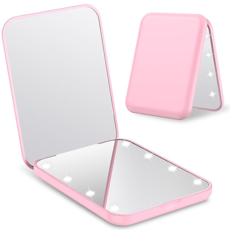 Compact Mirror with Light and Magnification 1X/3X, Portable LED Travel Makeup Mirror Mini Foldable Magnetic Closing Pocket Mirror Handheld Compact Purse Mirror for Women Girls