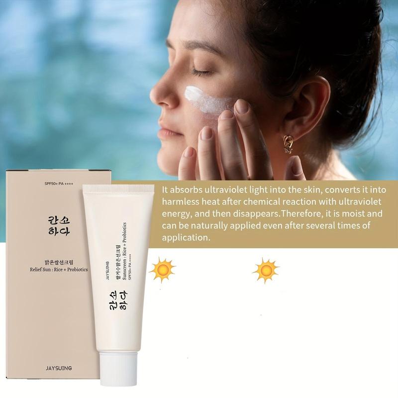 Rice Probiotic Sun Ray Protection Cream, Refreshing Moisturizing Sun Blocking Cream, Non-greasy Sun Care Product for Daily Outdoor Use