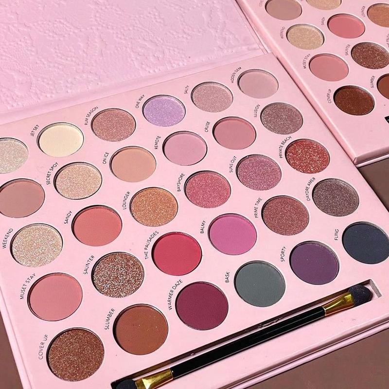 Matte & Glitter Eyeshadow Palette with Brush, 30 Color Eyeshadow Palette, Long Lasting Shimmering Eye Shadow Makeup Product