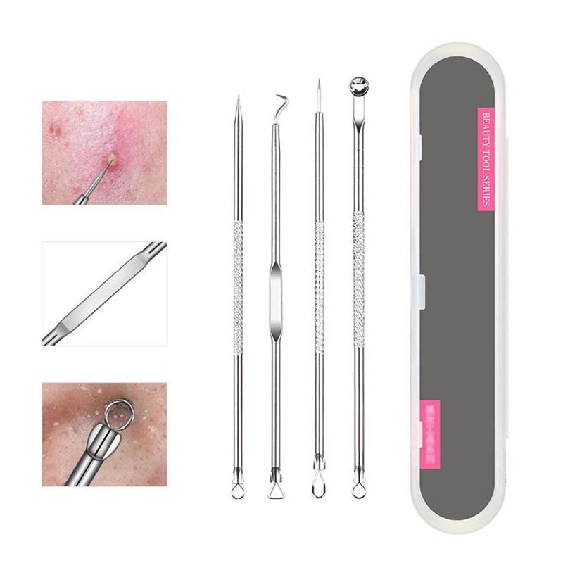 Portable Acne Removal Kit with Storage Case, 4 /7 Counts Blackhead Remover, Professional Comedo Pimple Blemish Remover Skin Care Tools for Women